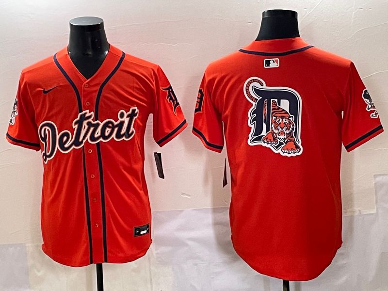 Men 2025 Detroit Tigers Blank Orange Fashion Nike MLB Jersey style 7154->houston astros->MLB Jersey